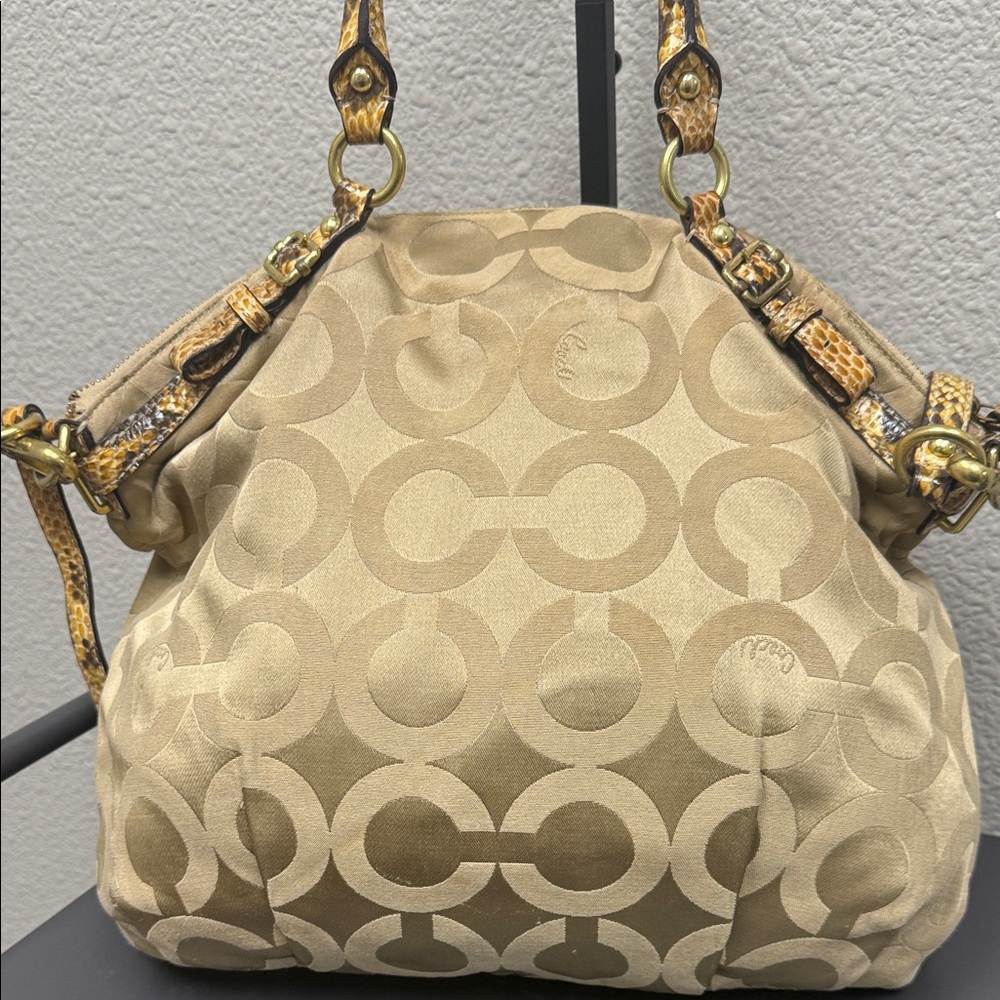 Coach Tan and Brown Signature Madison Sophia Snakeskin Satchel - Picture 7 of 13